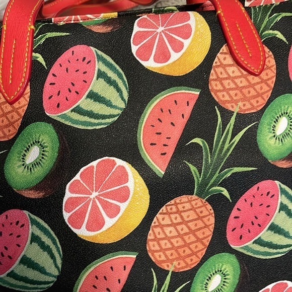 DOONEY & BOURKE Summer Fruit Print Tote Purse Watermelon‎ Pineapple Kiwi 16.5x11 - Picture 9 of 16